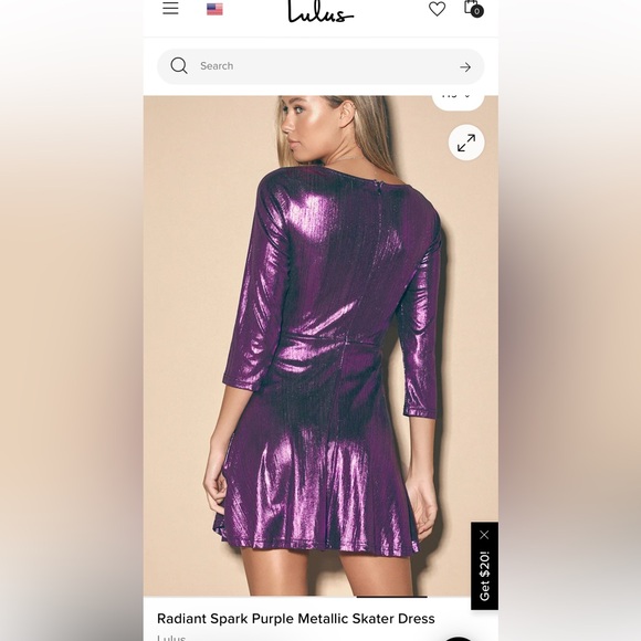Lulus Shimmering metallic Purple Dress. NWT. - Picture 3 of 6
